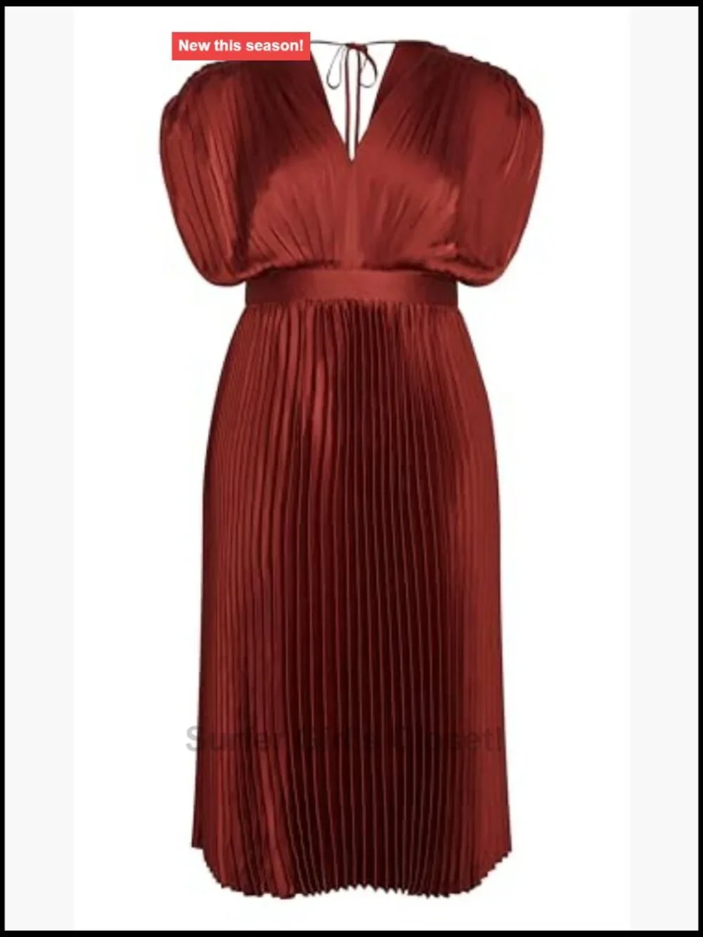Plus Size Cocktail Dress Midi Satin Pleated V-Neck Sleeveless